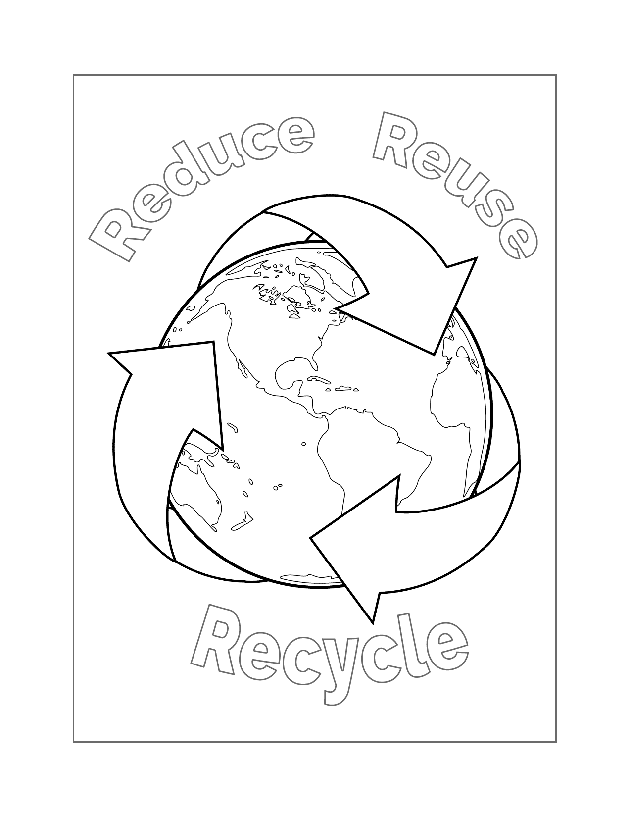 Reduce Reuse Recycle Coloring Page
