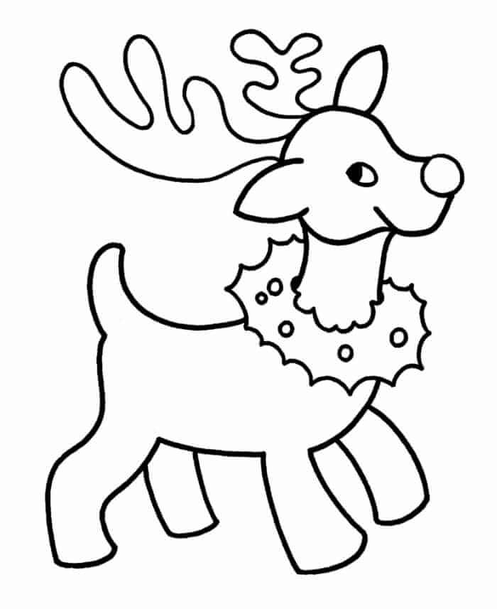 Reindeer Christmas Coloring Pages for Preschoolers