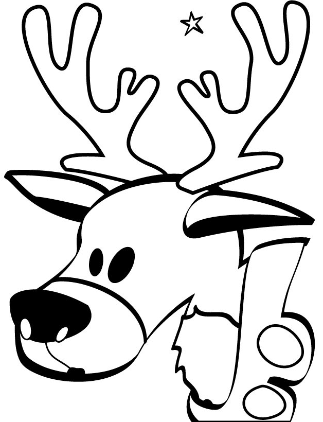 Reindeer Head Coloring Pages