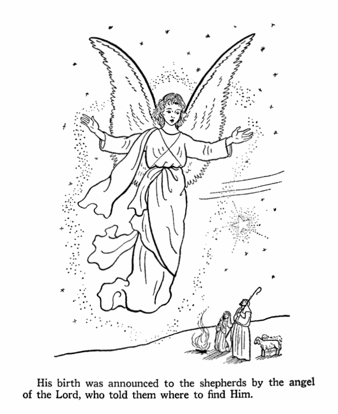 Religious Angel Announcing Jesus Birth Coloring Page