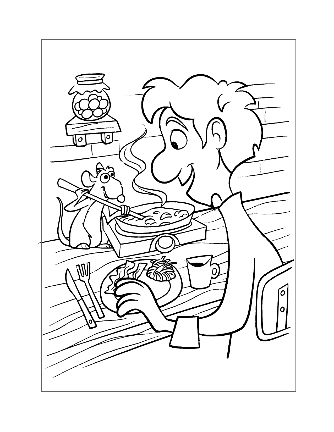 Remy Cooks Breakfast Ratatouille Coloring Page