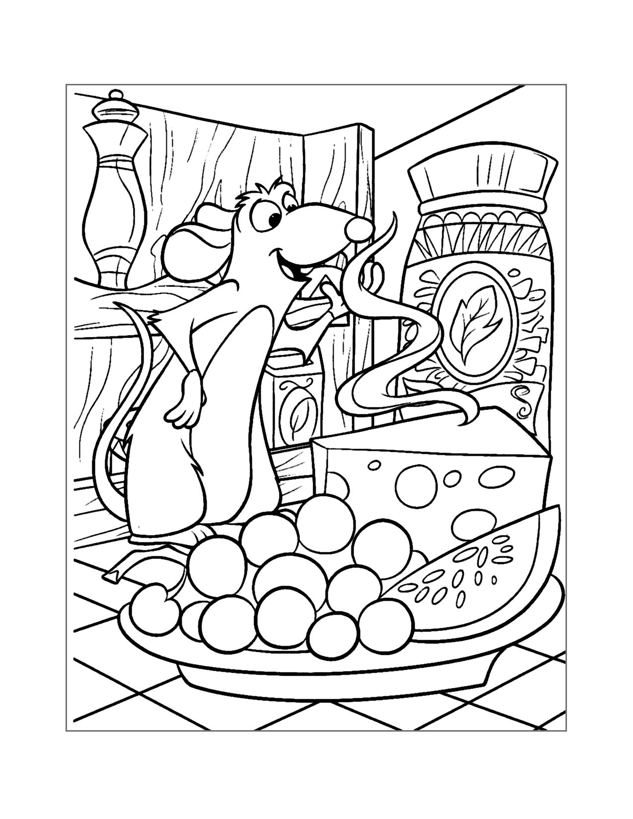 Remy Smells Delicious Cheese Coloring Page