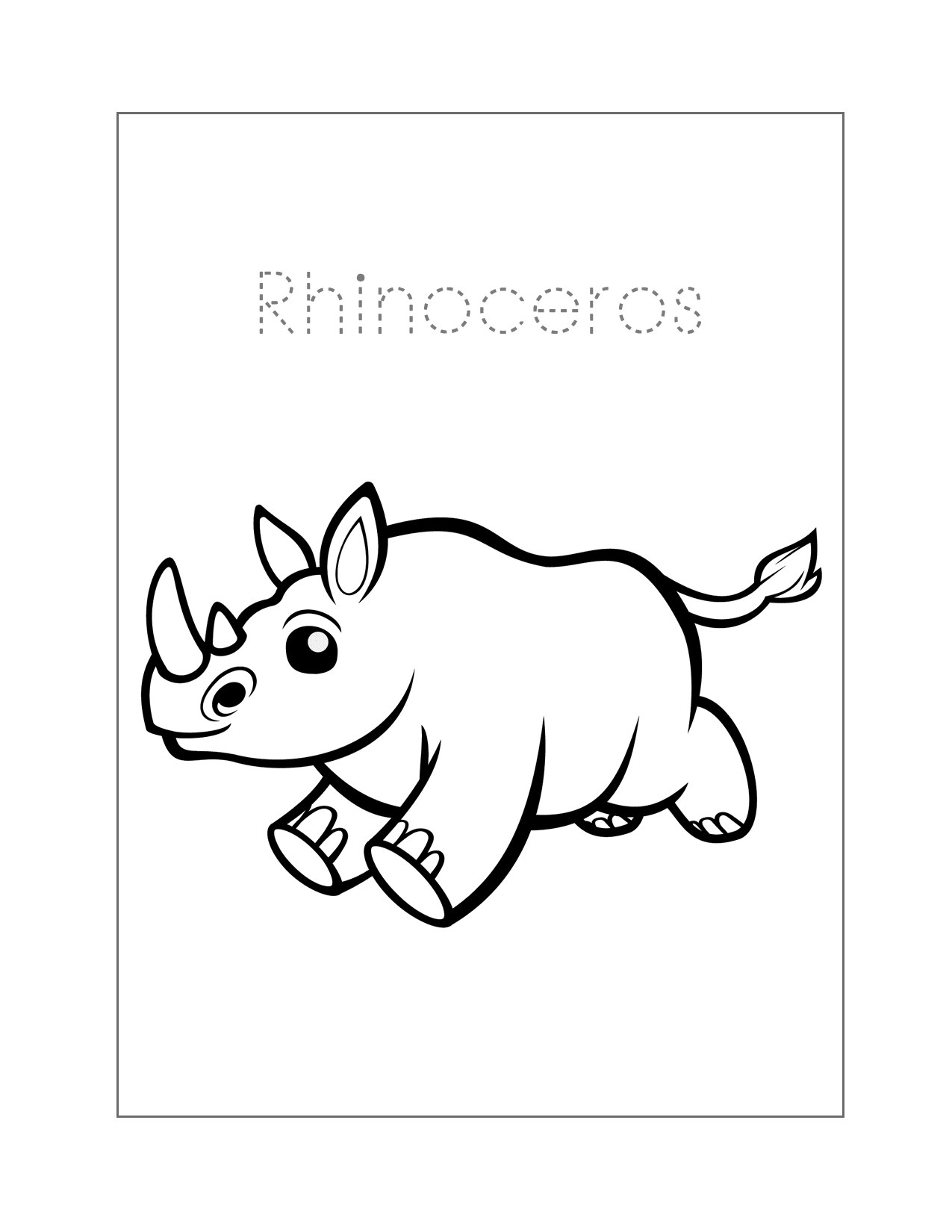 Rhinoceros Spelling And Coloring Page
