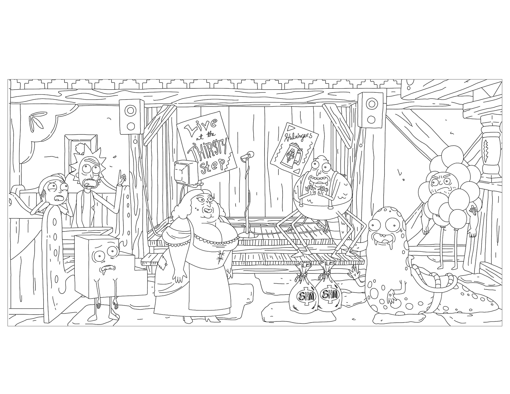 Rick And Morty Club Coloring Page
