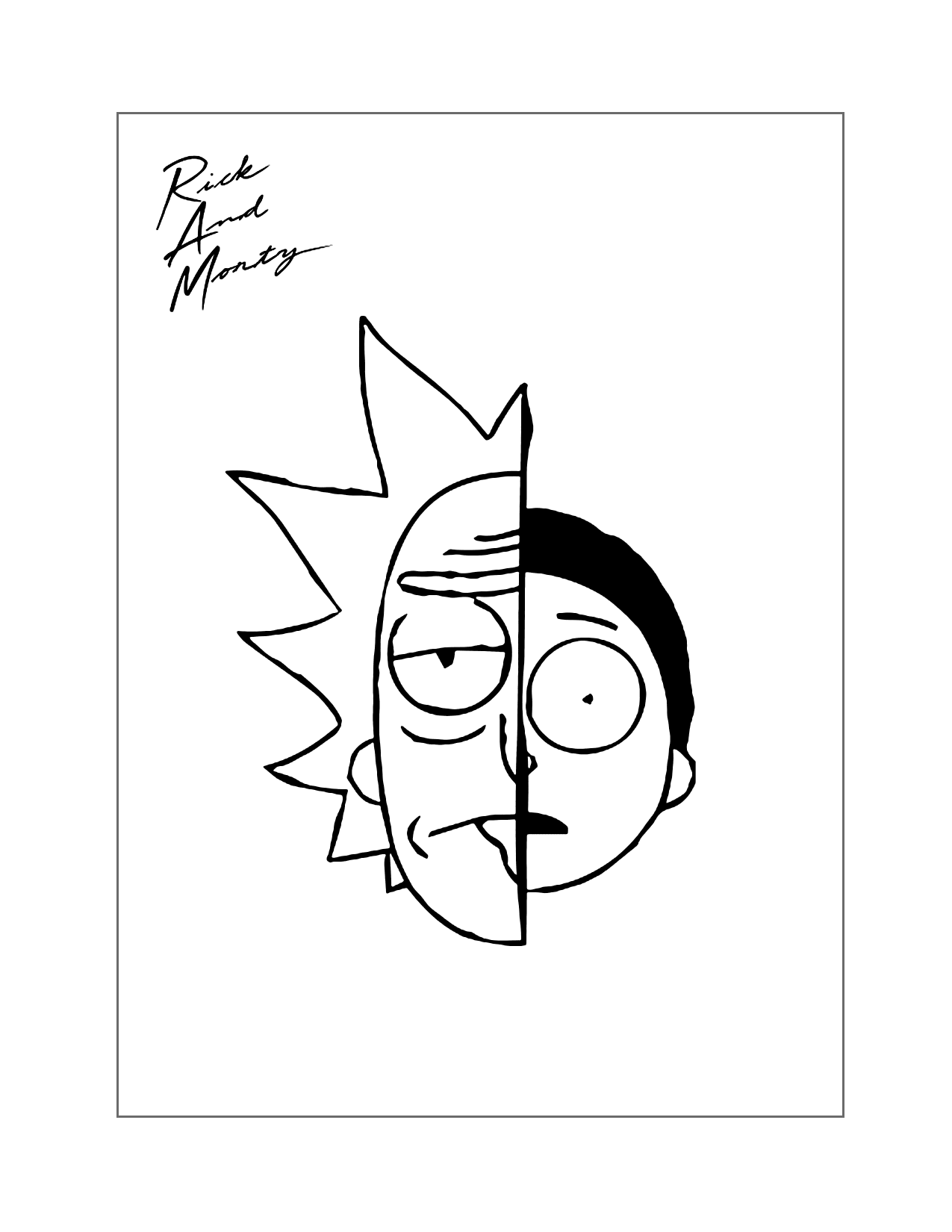 Rick And Morty Faces Coloring Page