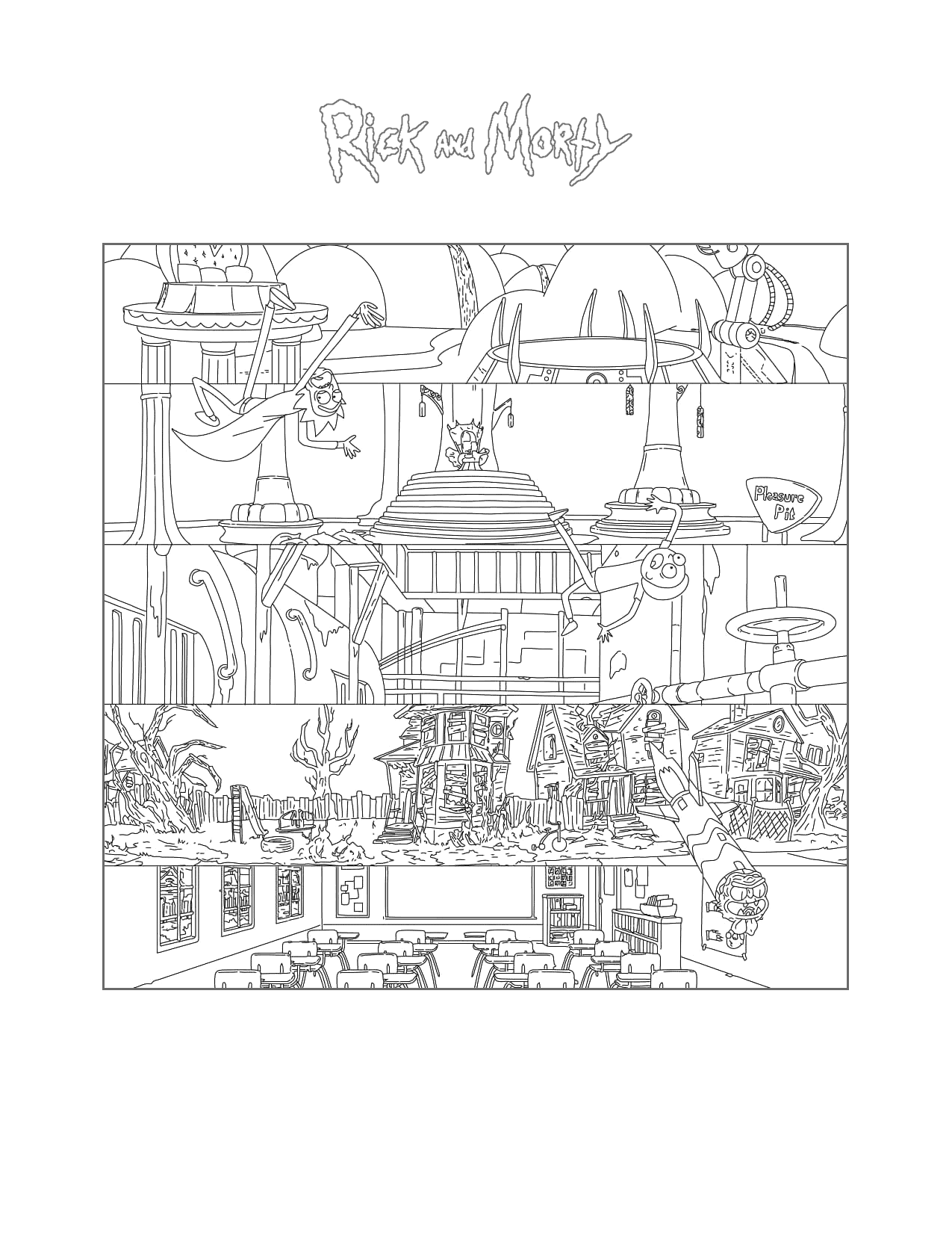 Rick And Morty Falling Coloring Page
