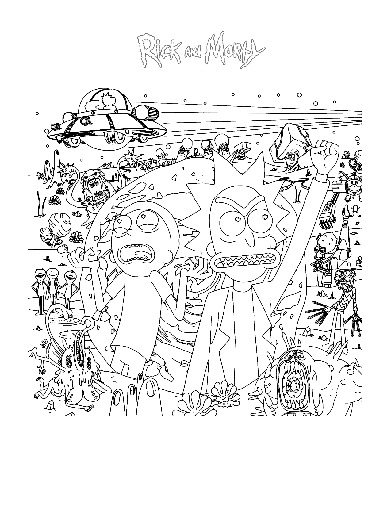 Rick And Morty Scenes Coloring Page