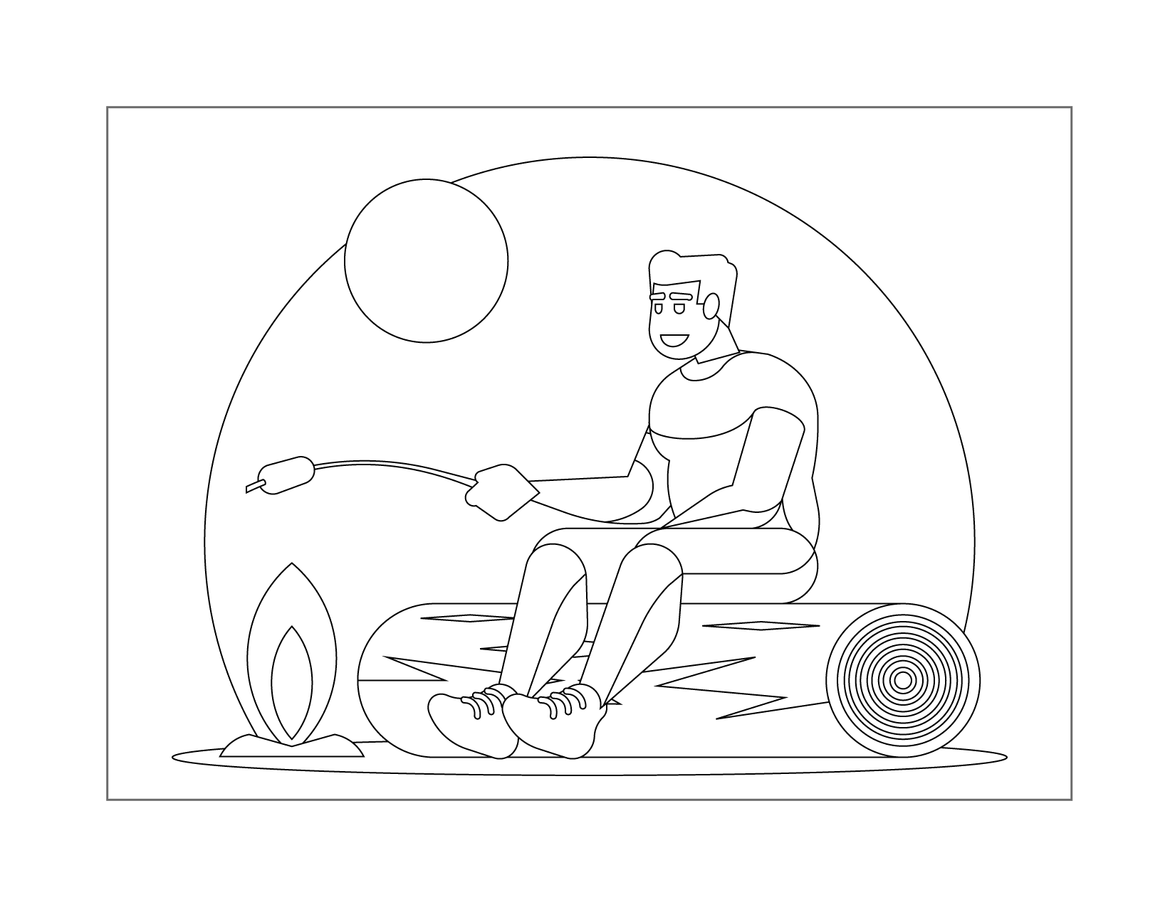 Roasting Marshmallows Coloring Page