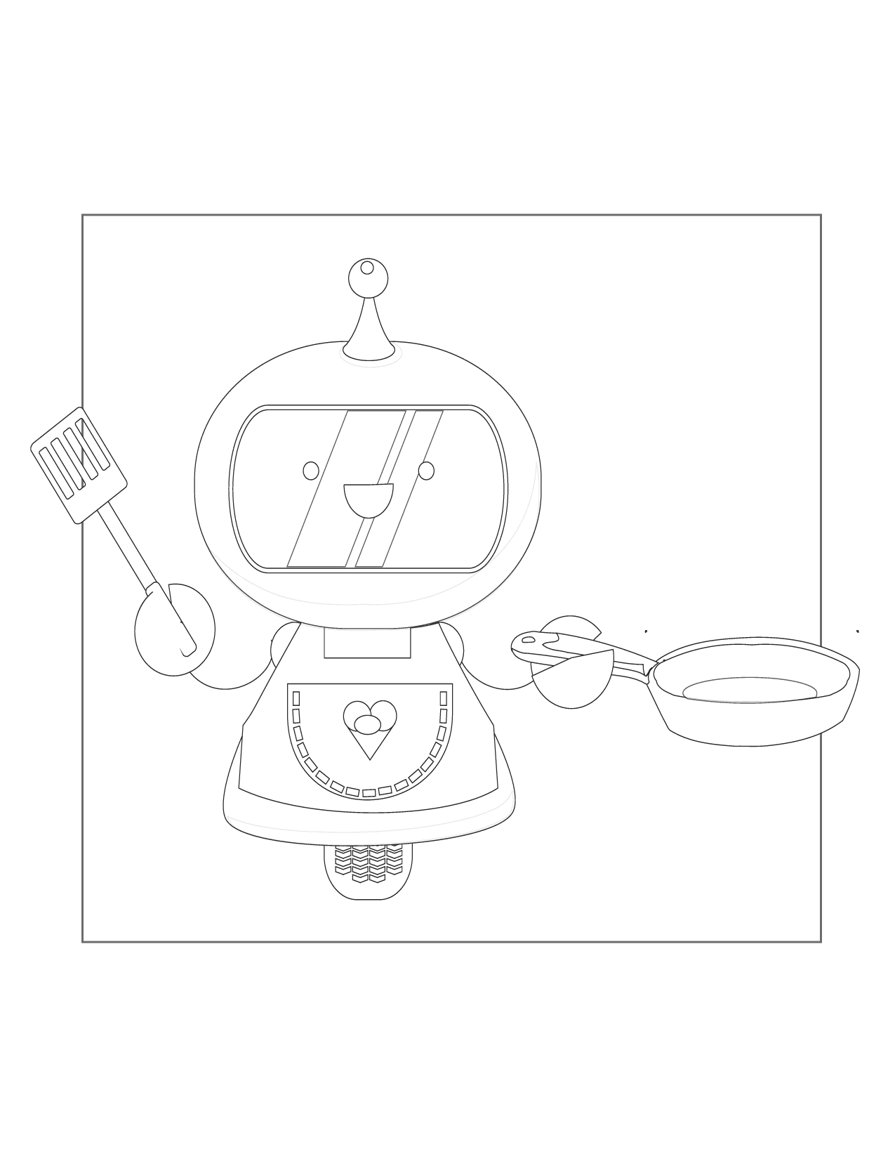 Robot Making Breakfast Coloring Page