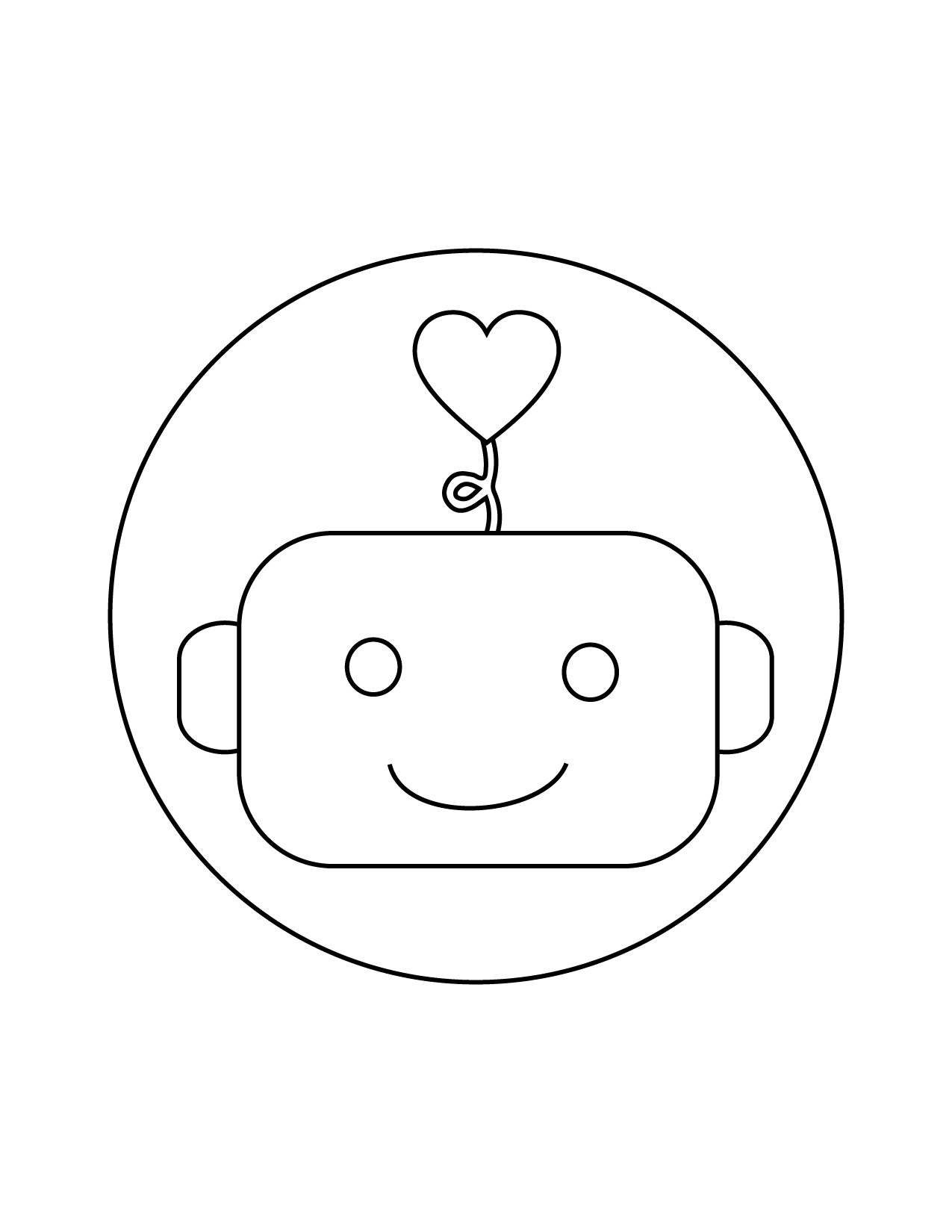 Robot With Heart Tentacle Coloring Page