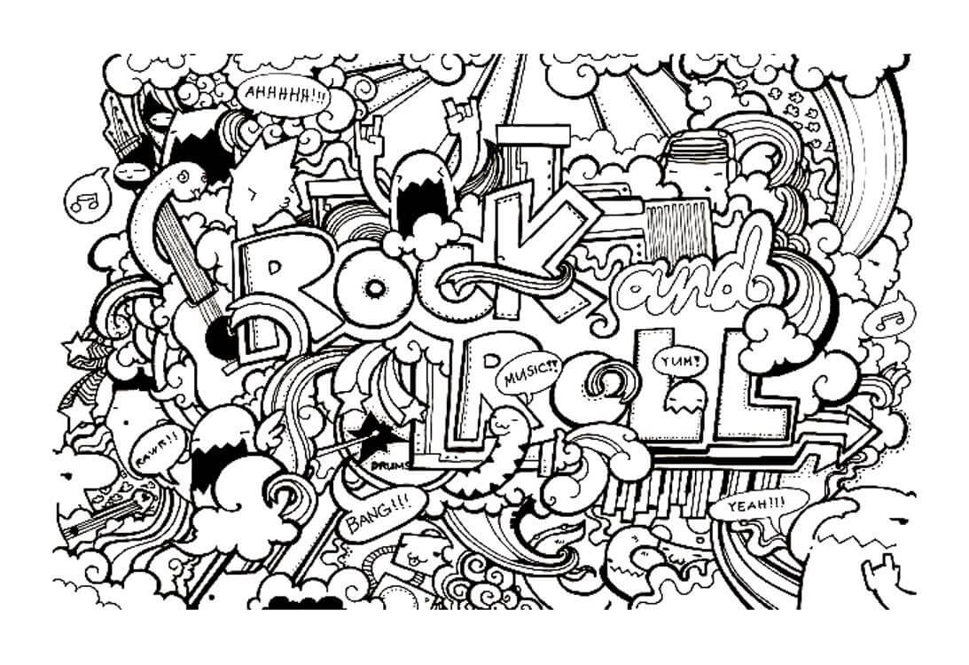 Rock and Roll Music Cool Coloring Pages