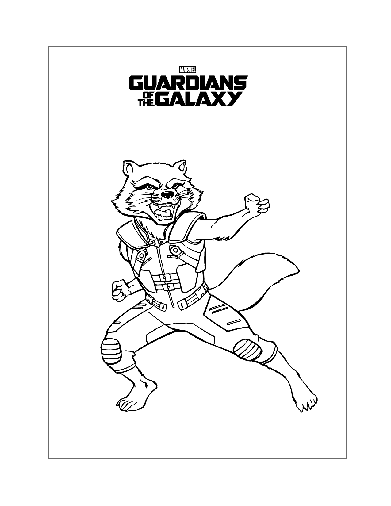 Rocket Raccoon Guardians Coloring Page