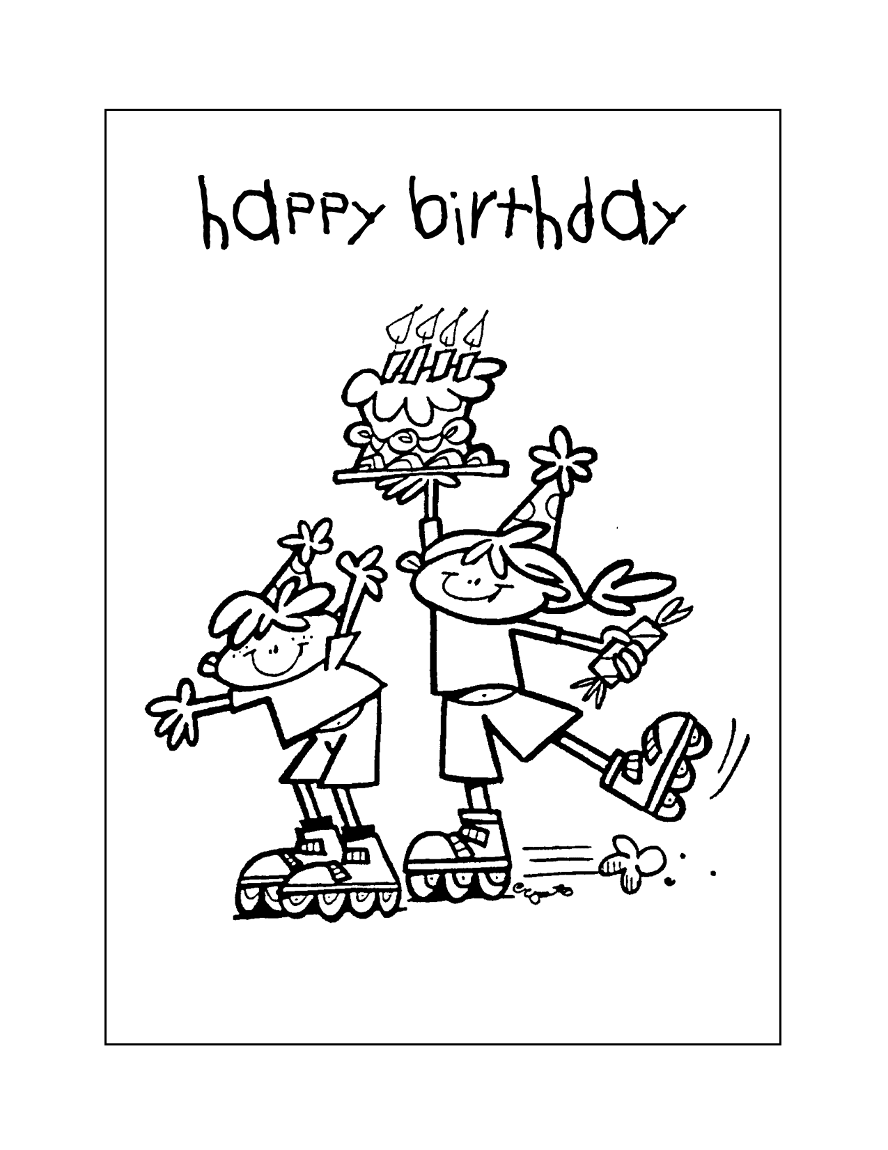 Roller Blade Birthday Party Coloring Page