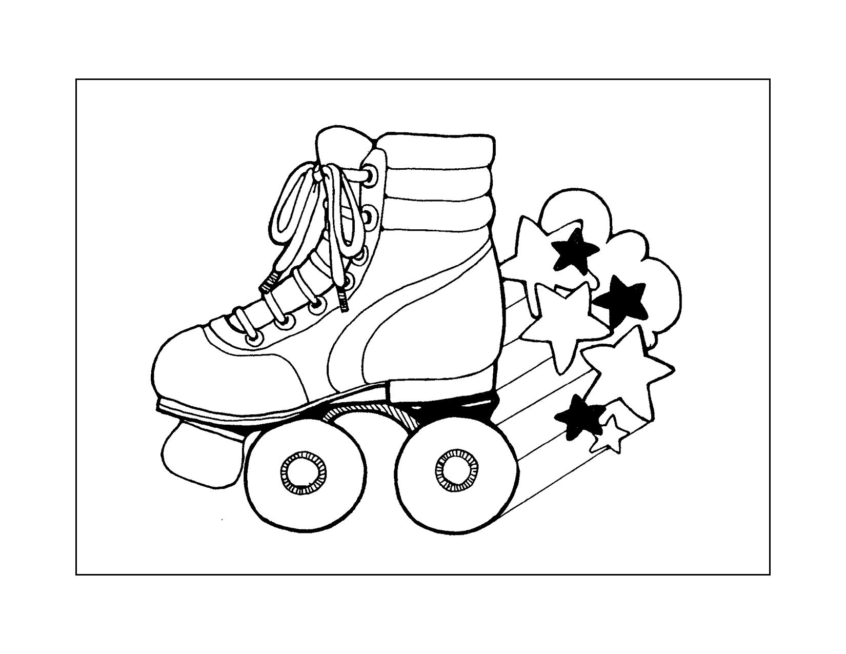 Roller Skate With Stars Coloring Page
