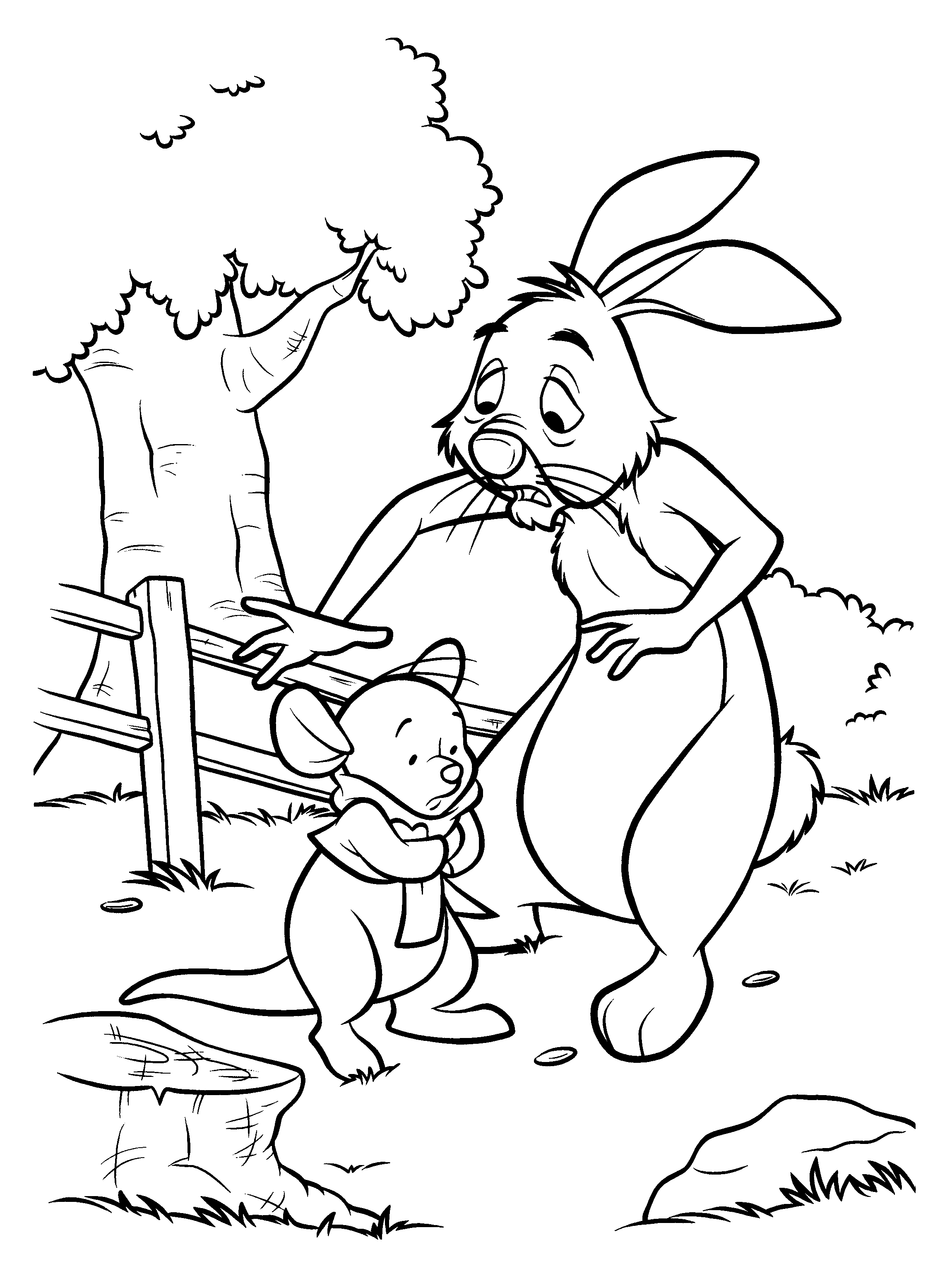 Roo And Rabbit Coloring Page