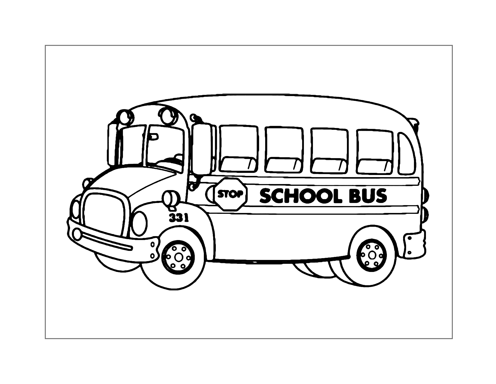 Round School Bus Coloring Page