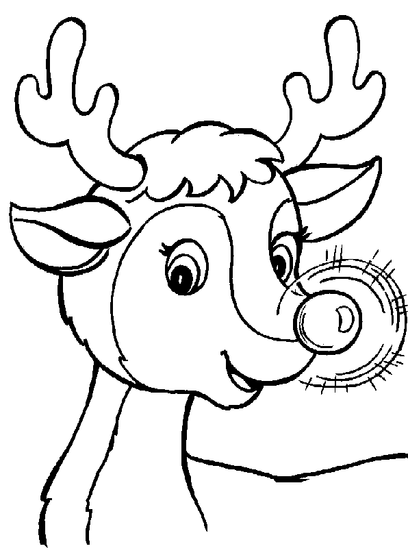 Rudolf Christmas Coloring Page for Preschoolers