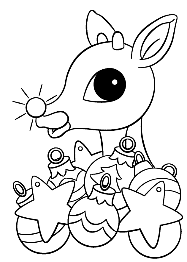 Rudolph Decorates Coloring Page