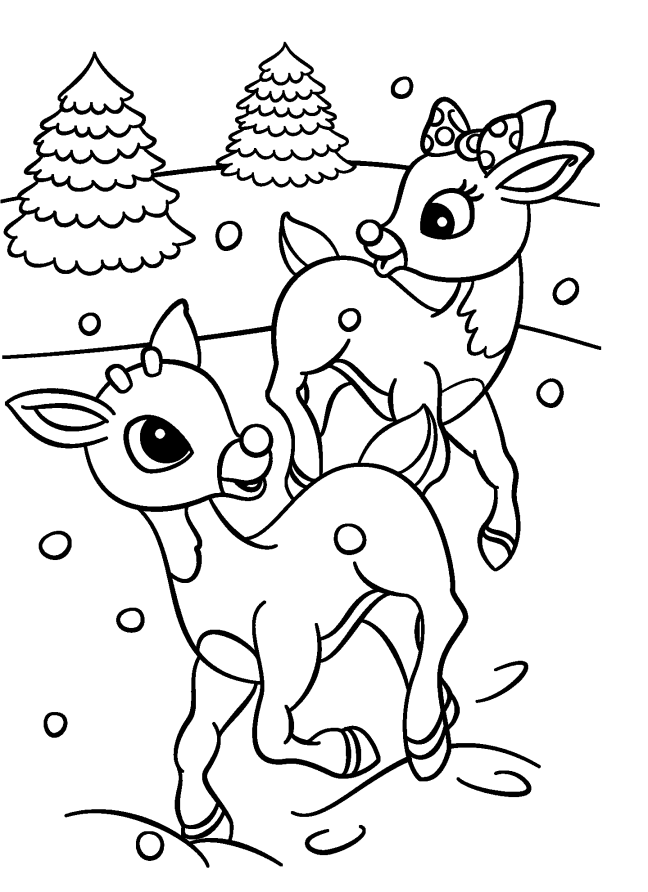 Rudolph and Clarice Coloring Page