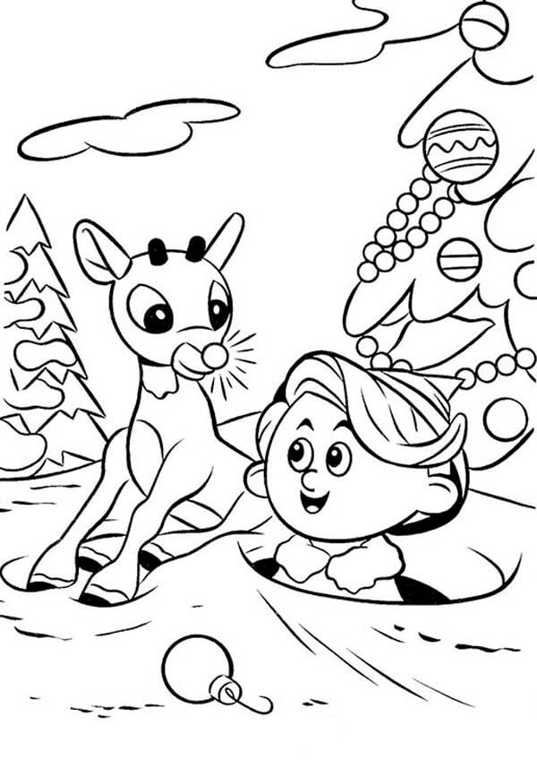 Rudolph And Hermey Coloring Page Printable