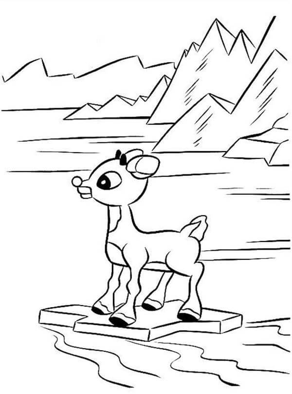 Rudolph On Ice Coloring Page