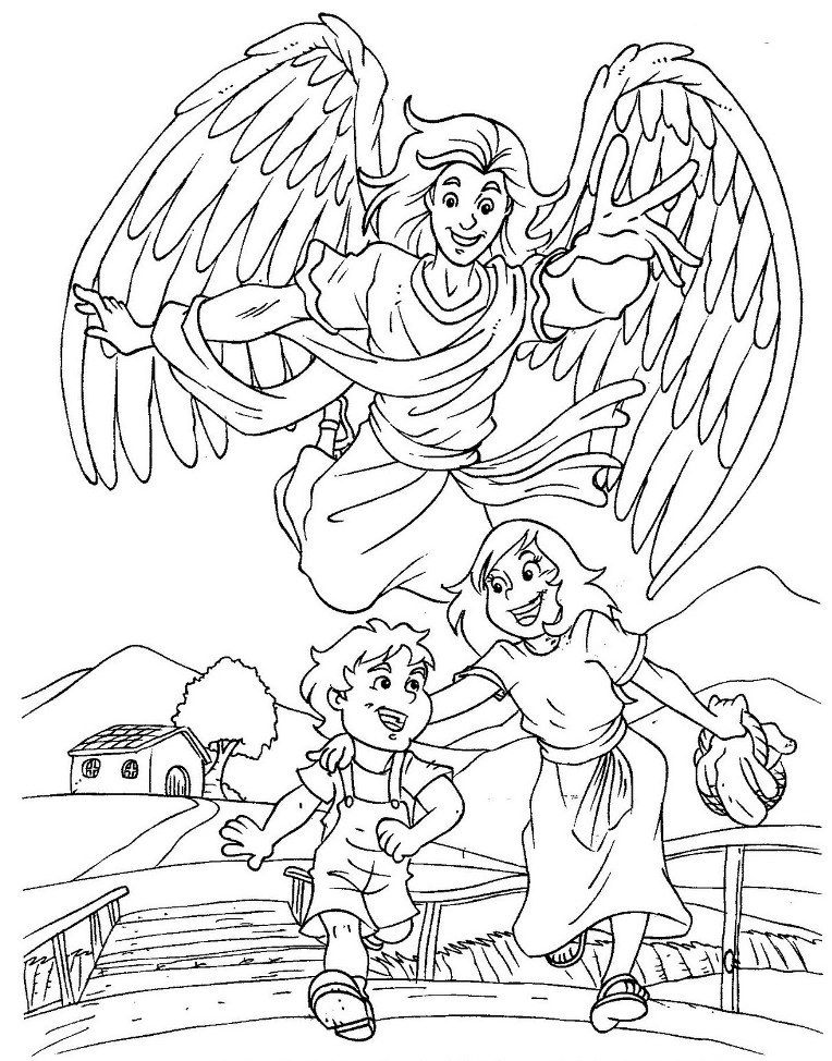 Run Guardian Angel Coloring Page