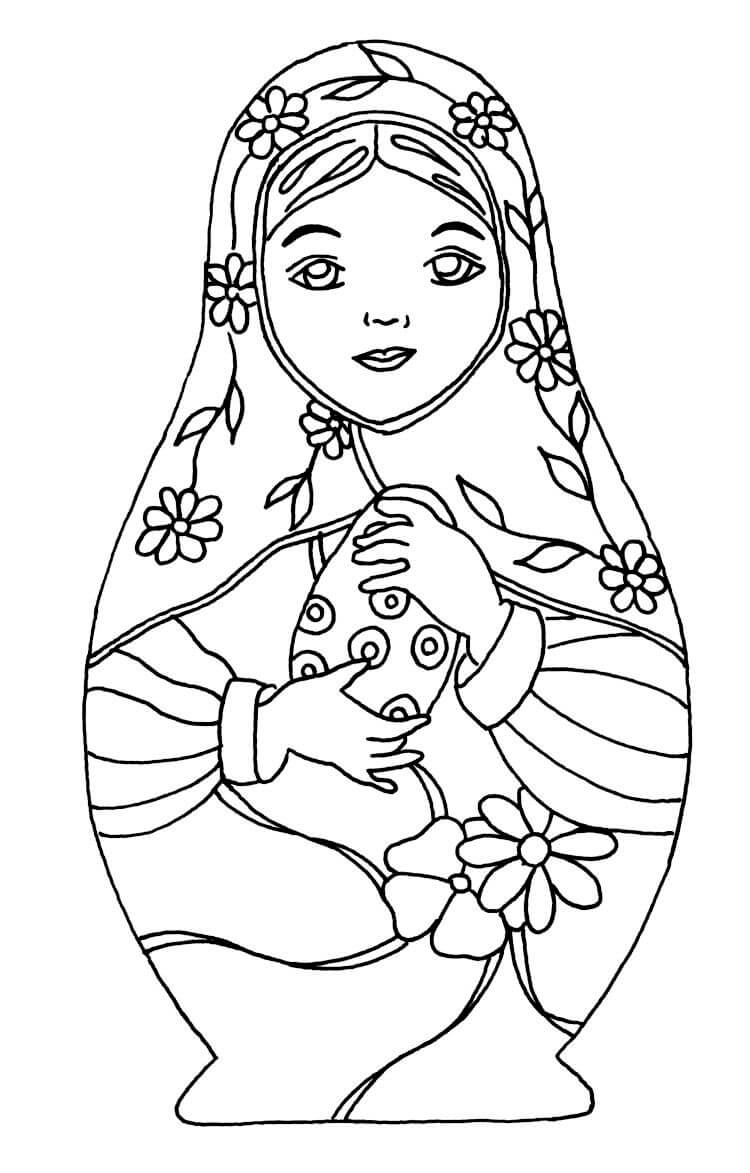 Russian Nesting Doll Coloring Pages