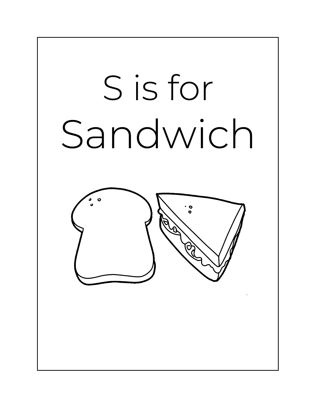 S Is For Sandwich Coloring Page