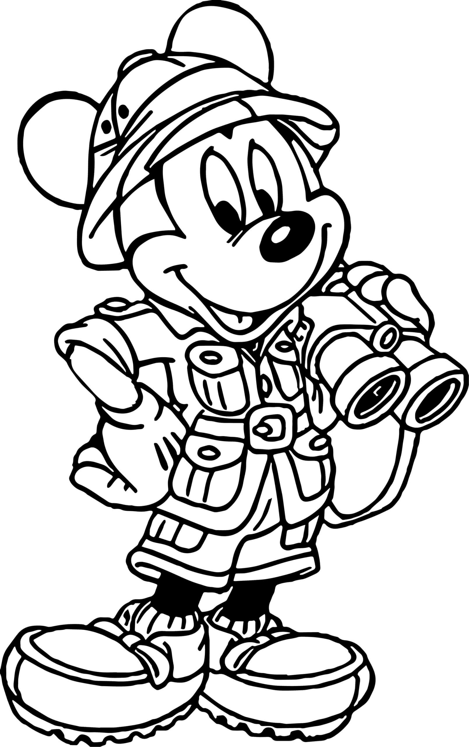 Safari Mickey Mouse Coloring Pages Scaled
