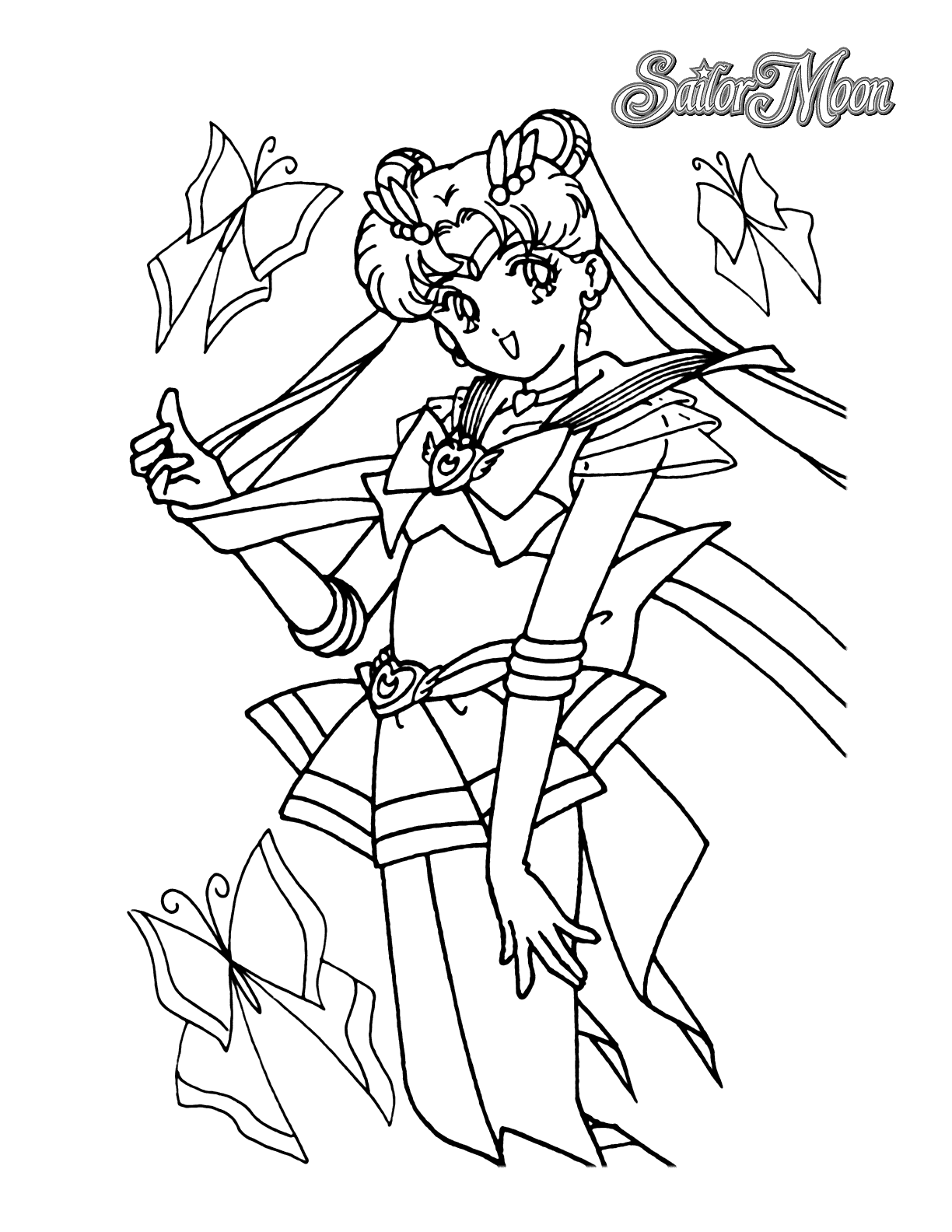 Sailor Moon And Butterflies Coloring Pages