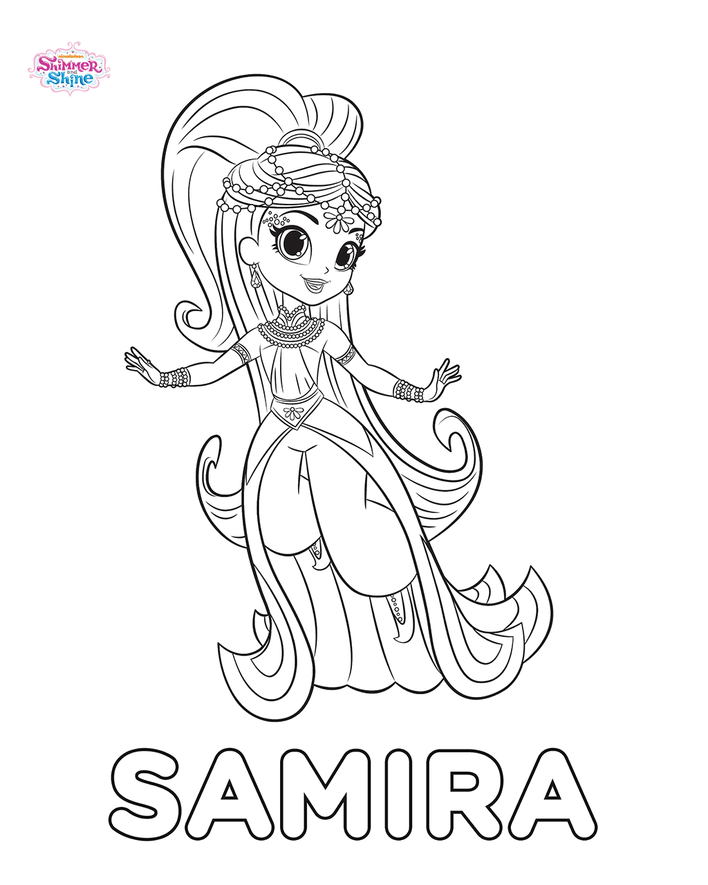 Samira Shimmer and Shine Coloring Pages
