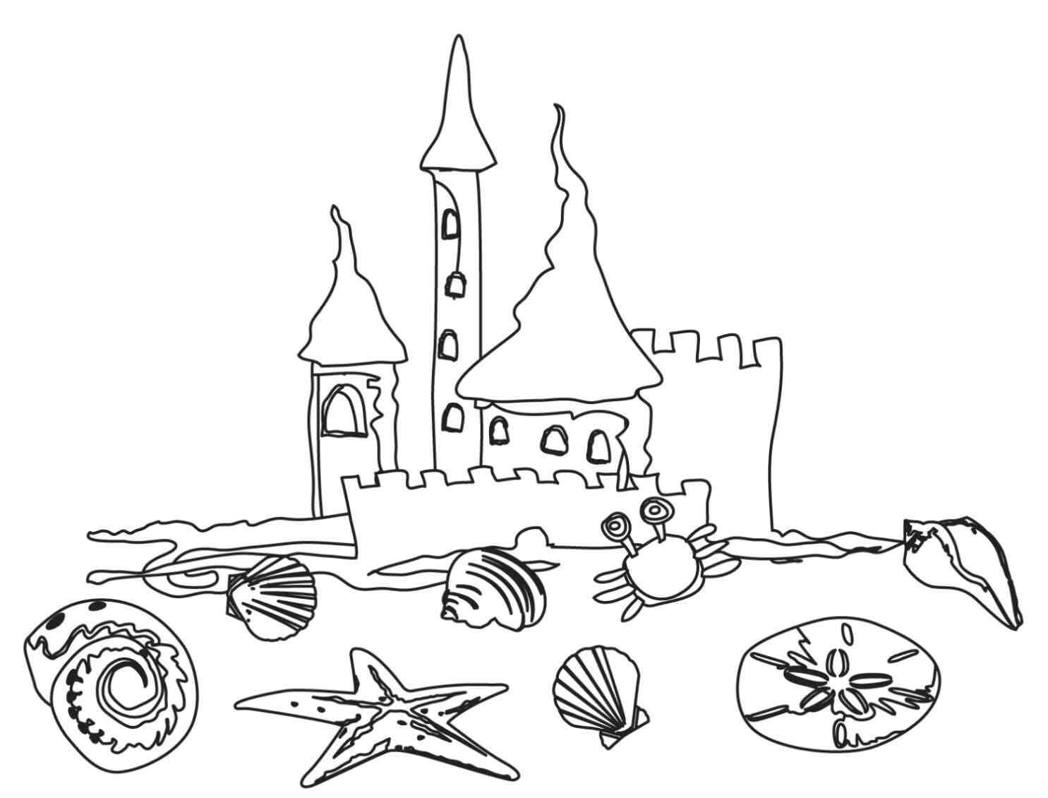 Sandcastle At Beach Coloring Page