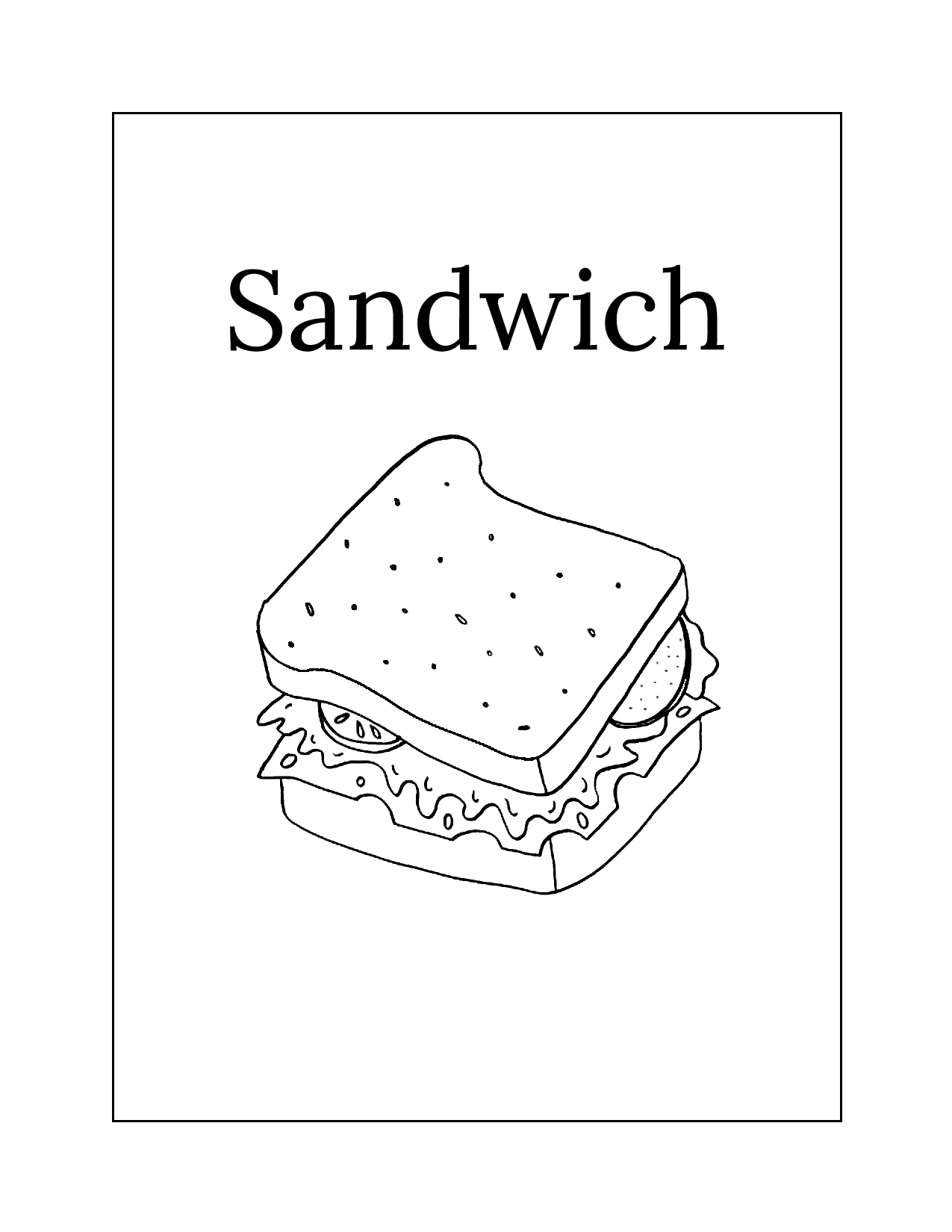 Sandwich Coloring Worksheet