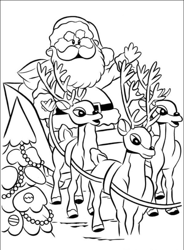 Santa Clause Sleigh Coloring Page