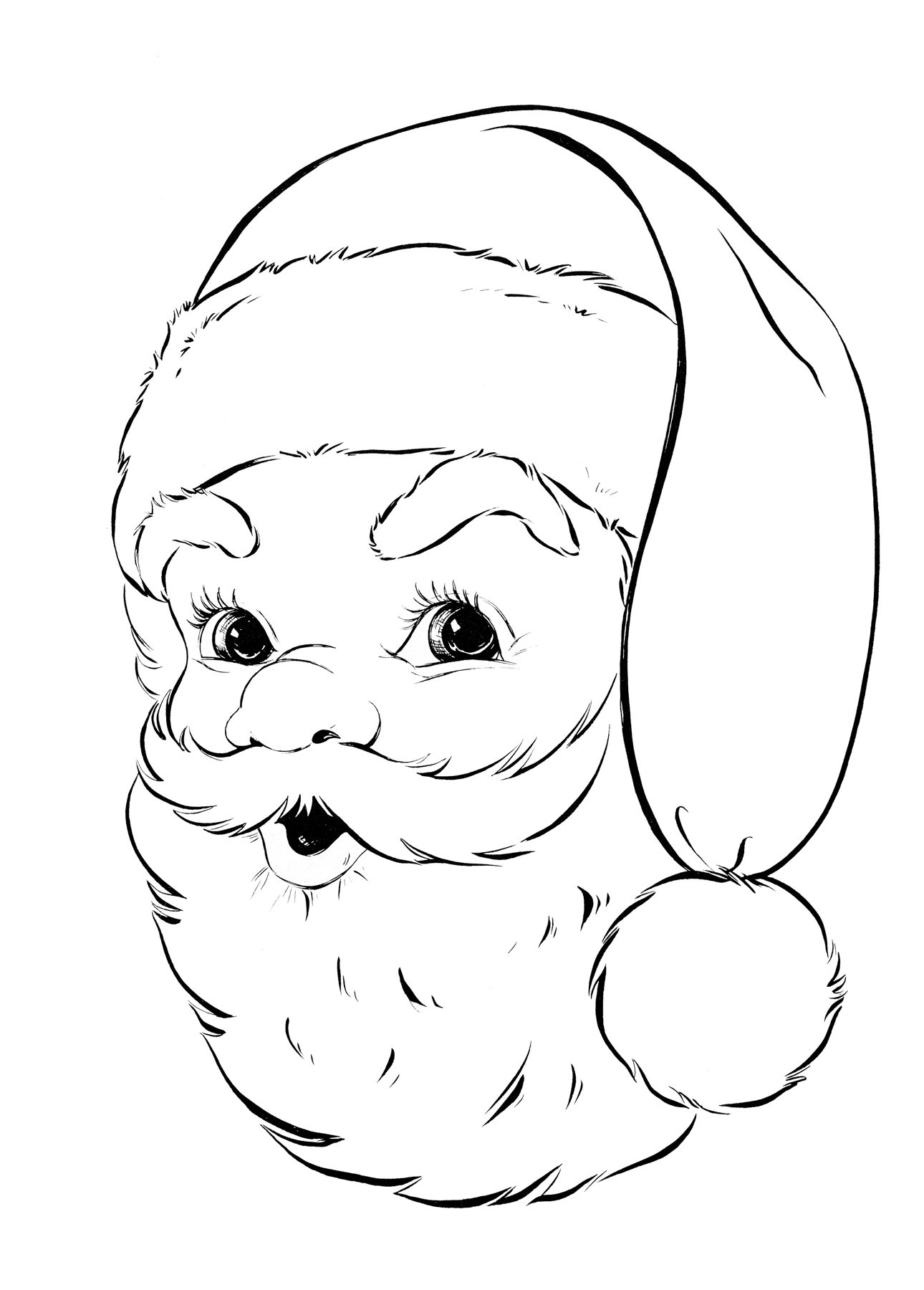 Santas Face Coloring Pages for Preschoolers