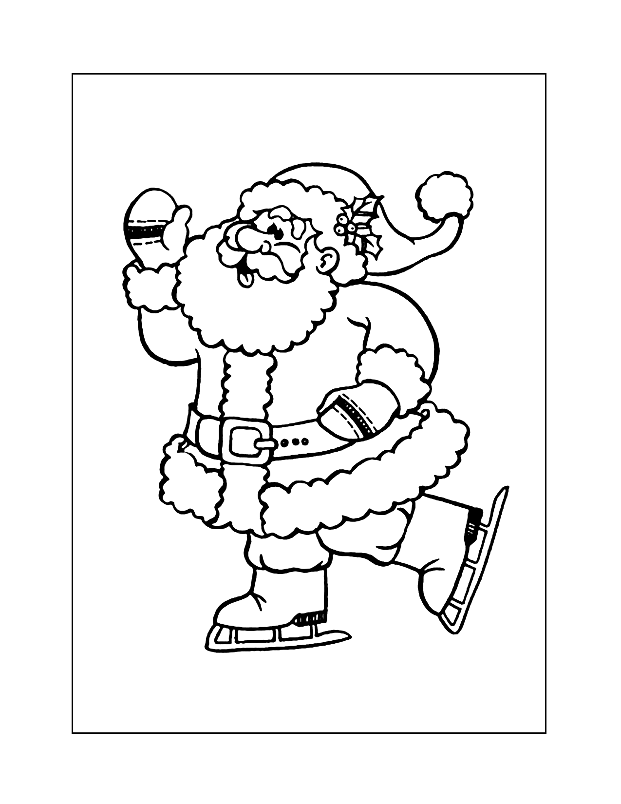 Santa Ice Skating Coloring Page