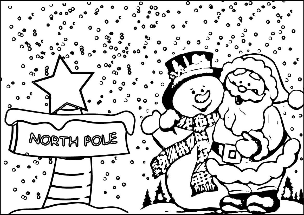 Santa And Frosty At The North Pole Printable