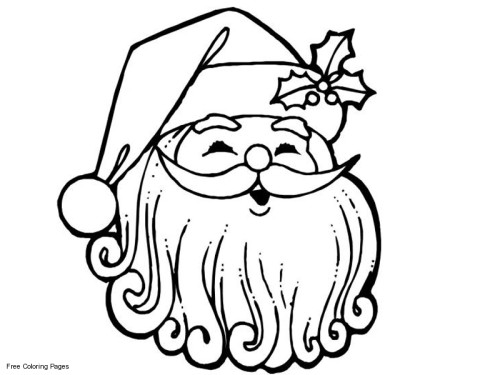 Santas Face Coloring Pages for Preschoolers