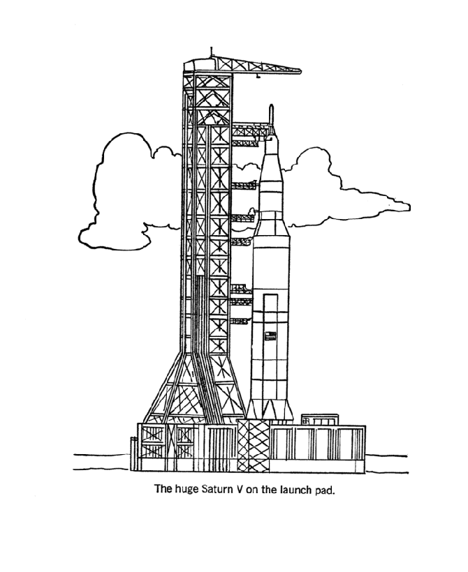 Saturn V Spaceship Launch Coloring Page