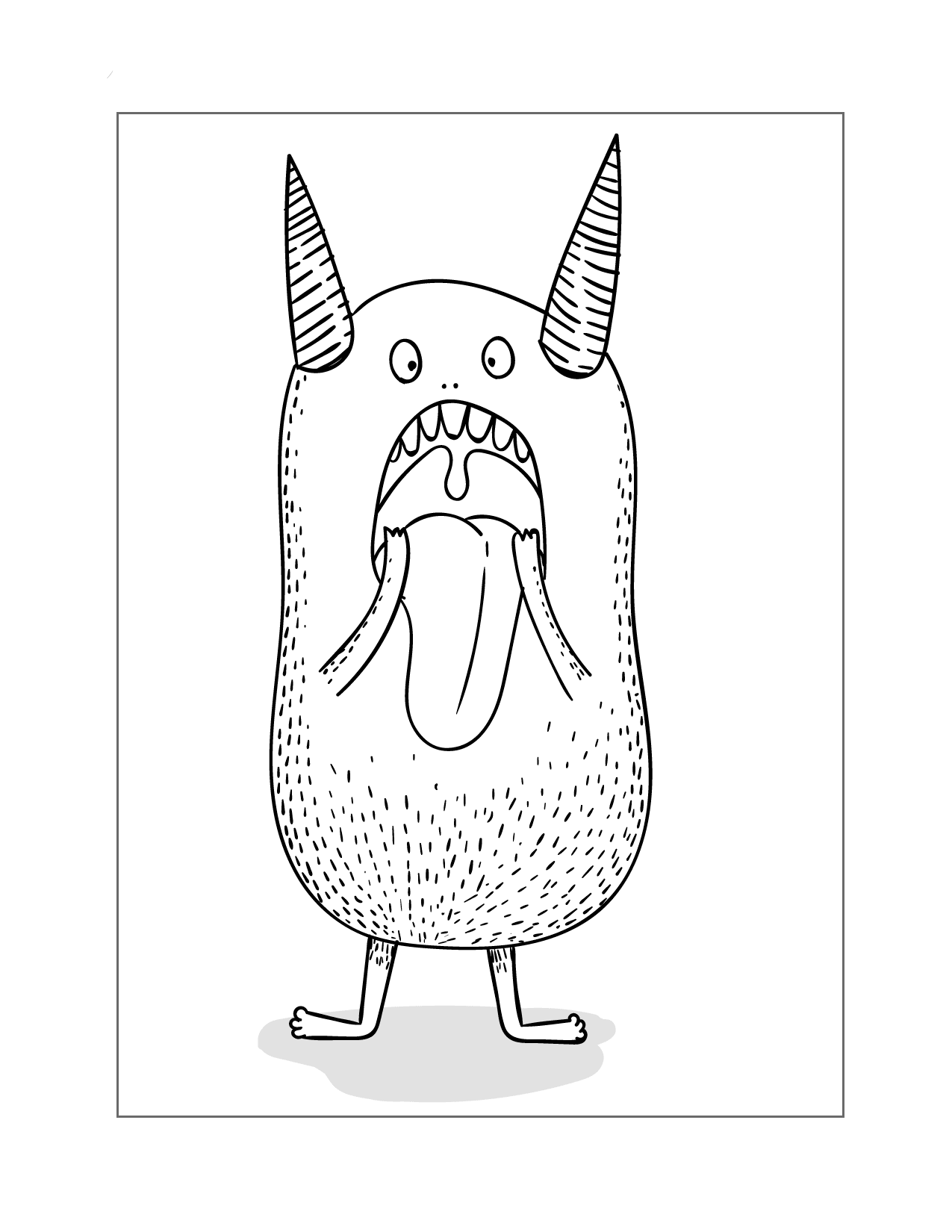 Scared Cute Monster Coloring Page