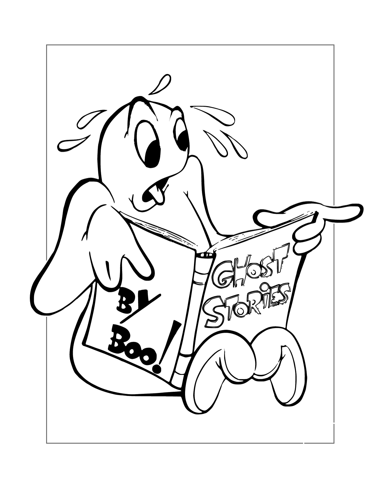 Scared Ghost Coloring Page