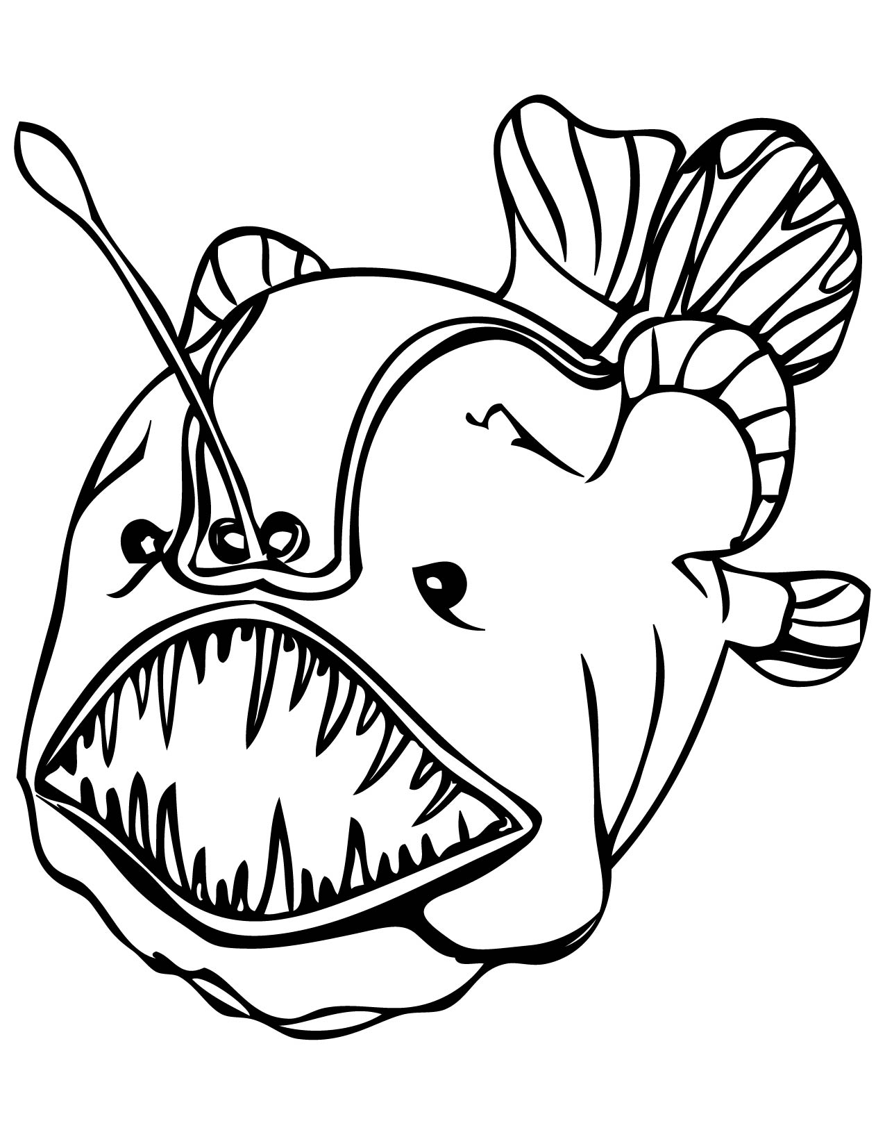 Scary Fish Coloring Page