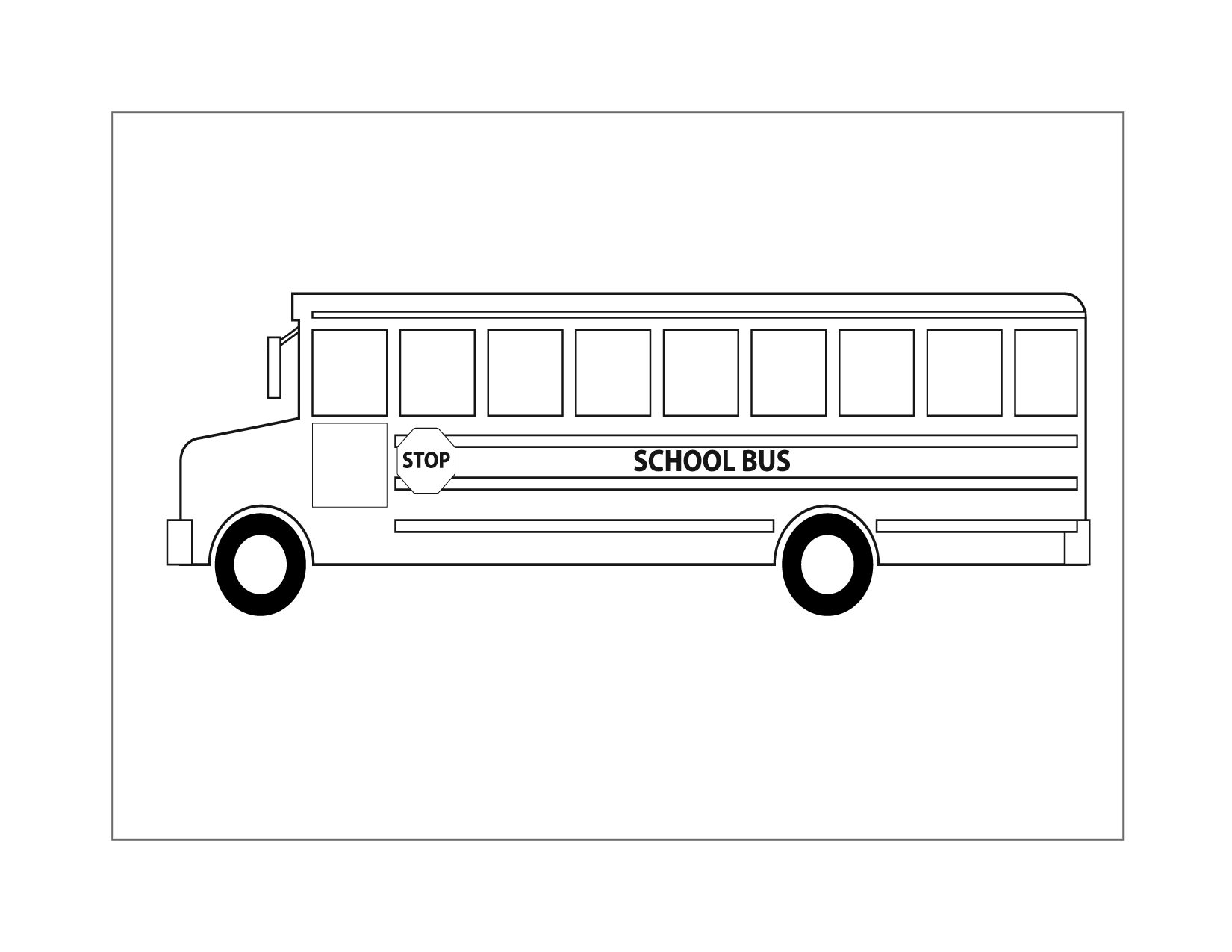 School Bus From The Side Coloring Page