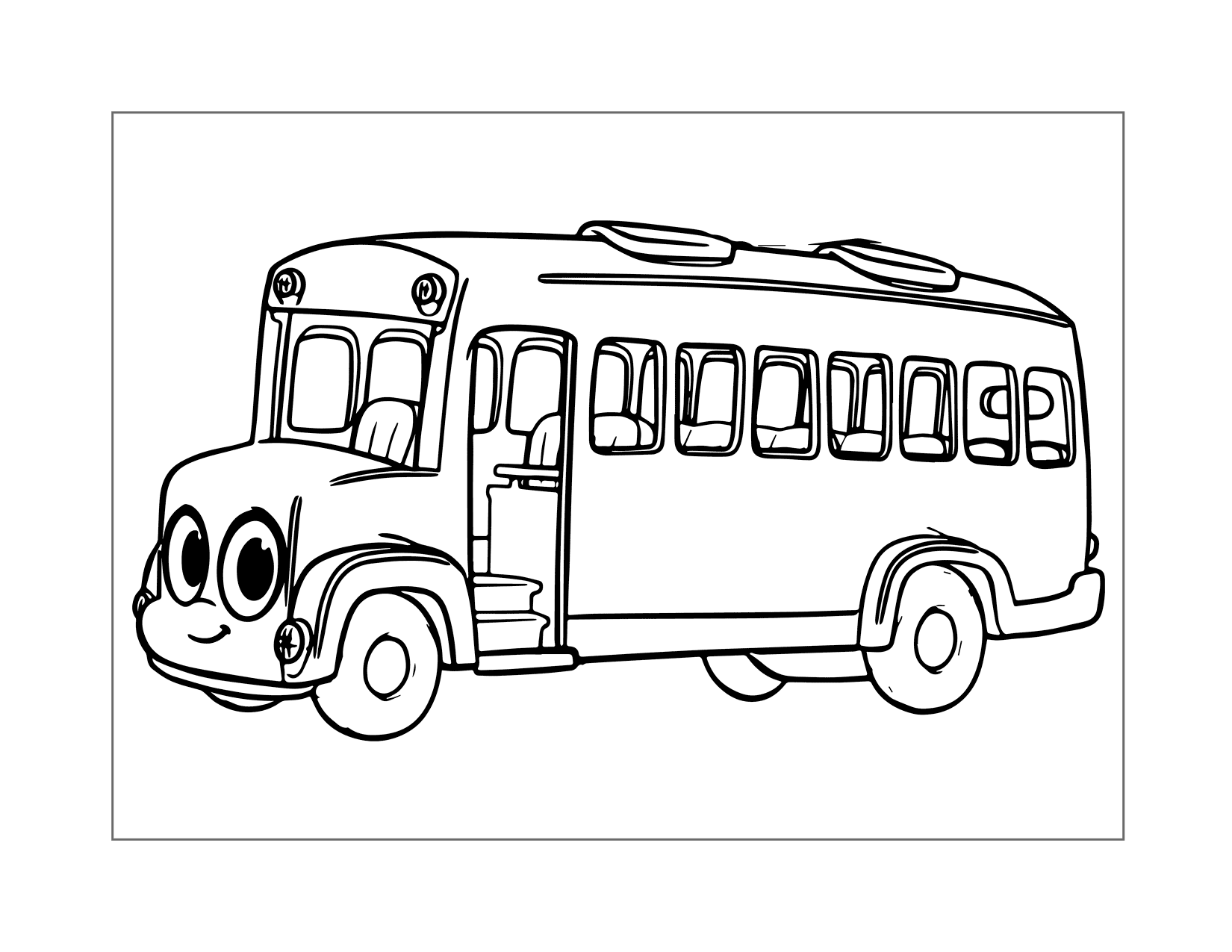 School Bus With Big Eyes Coloring Page