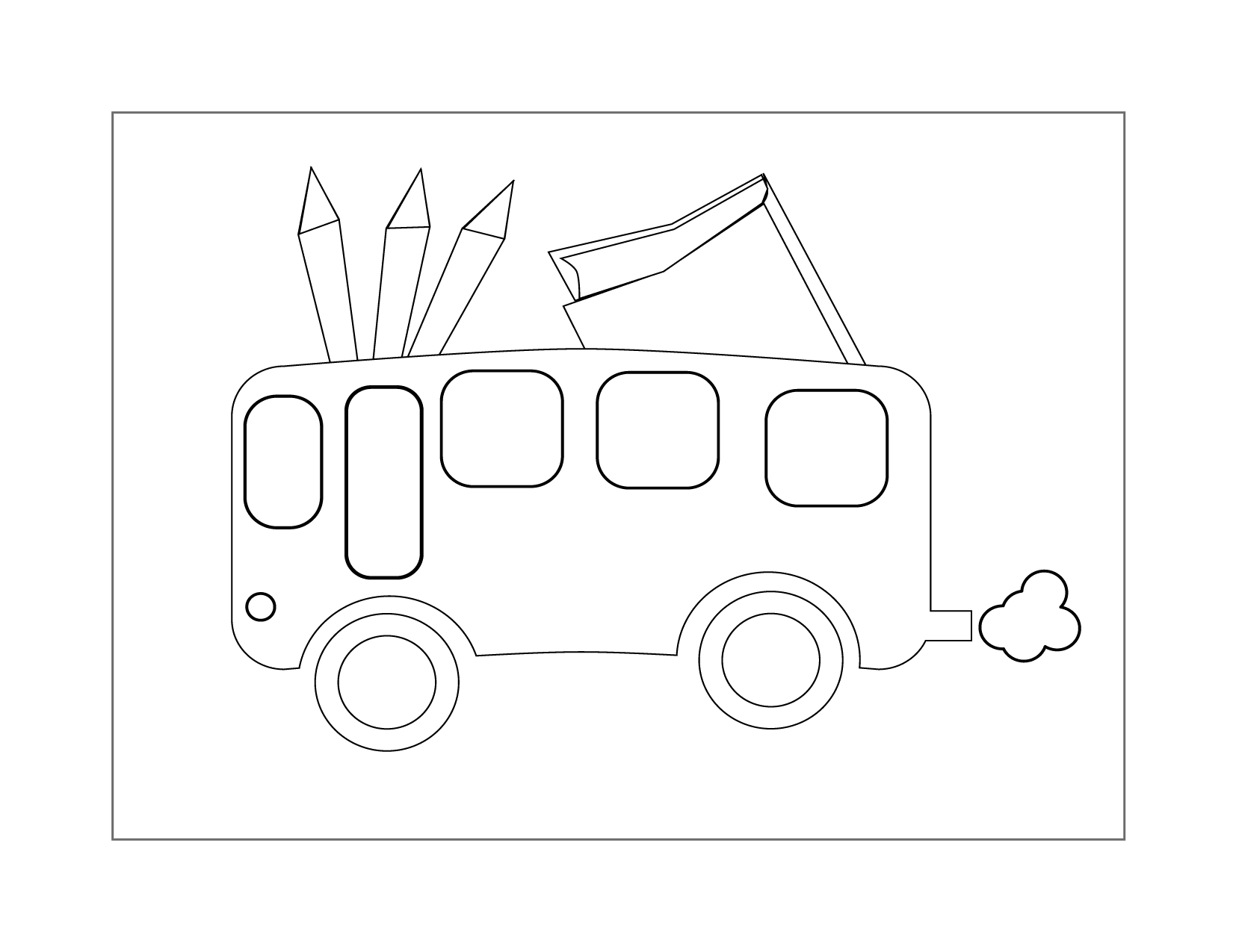 School Bus With Books Coloring Page