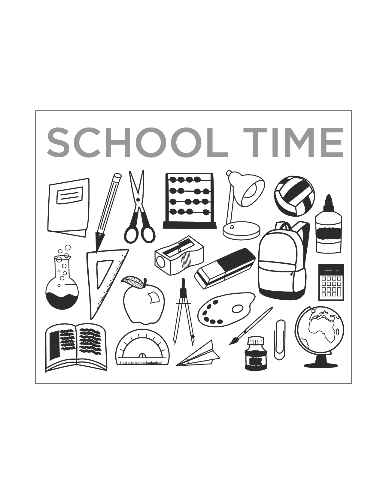 School Icons Coloring Pages