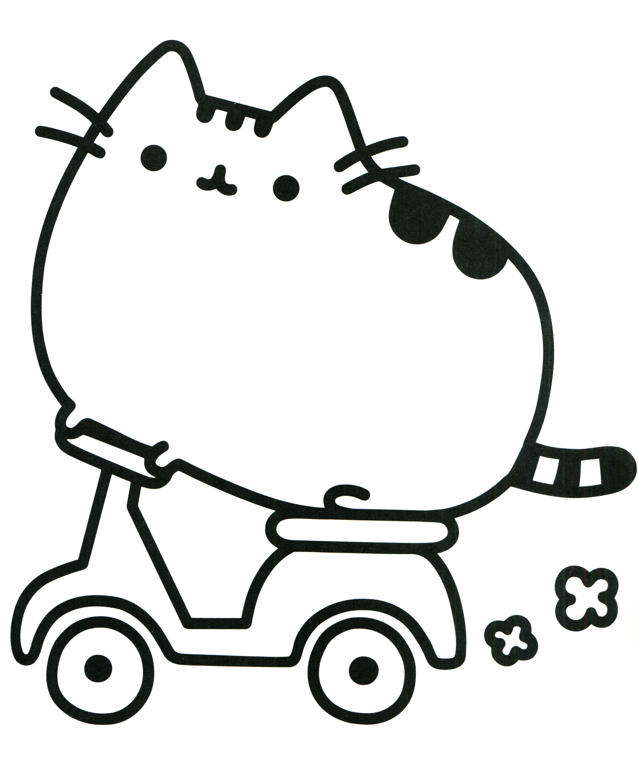 Scooter Pusheen Coloring Pages