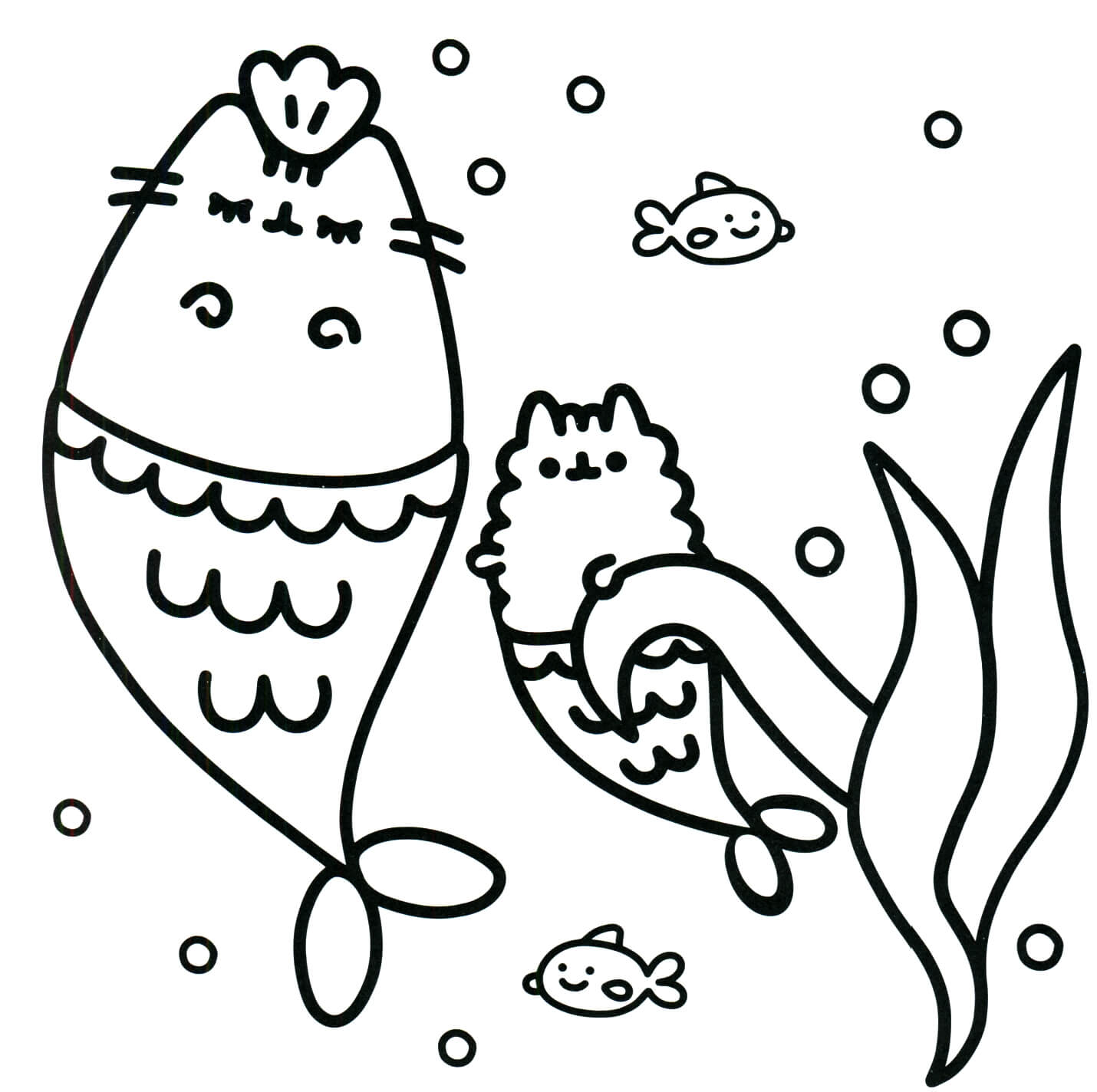 Sea Cat Pusheen Coloring Page
