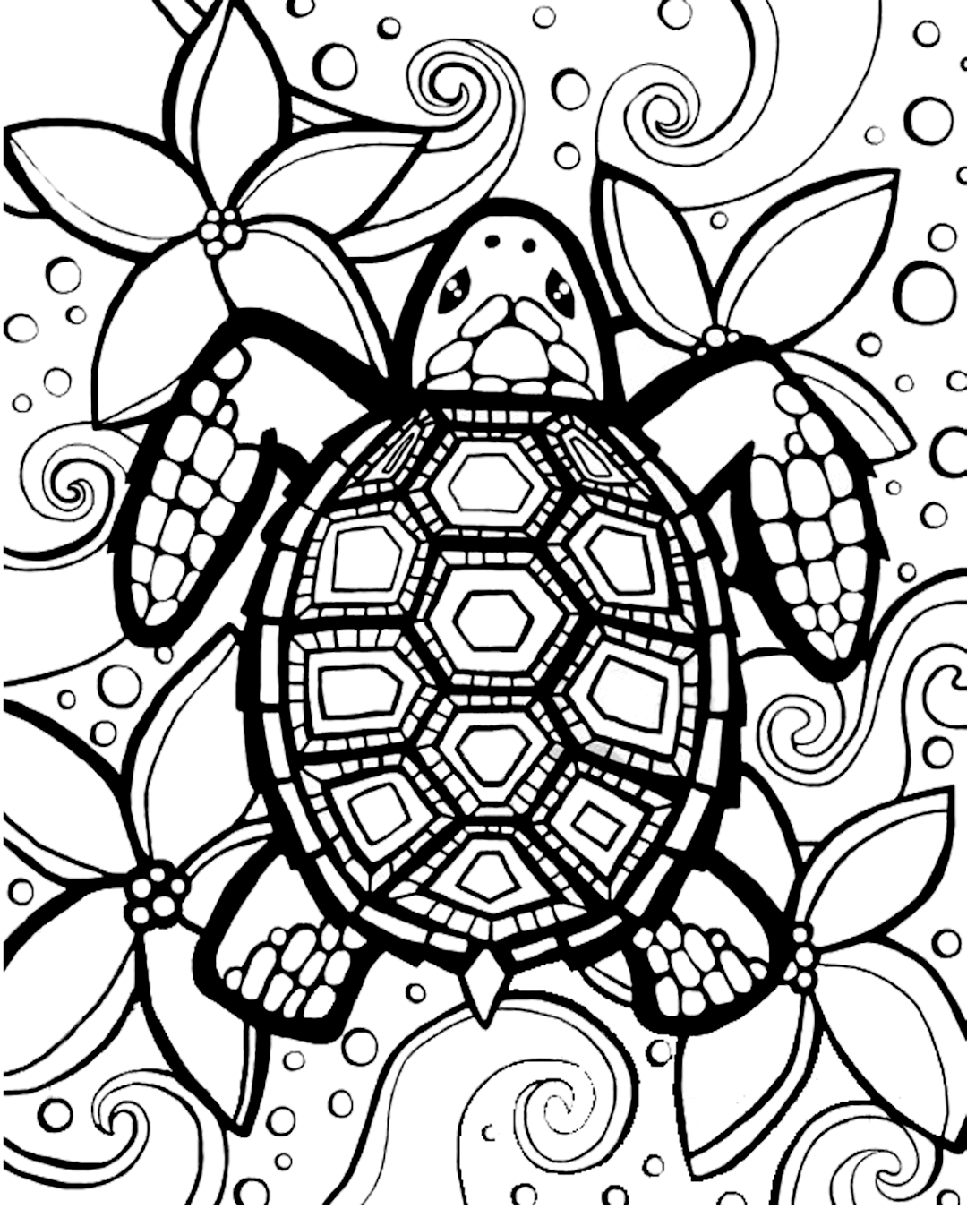 Sea Turtle Coloring Page For Adults2