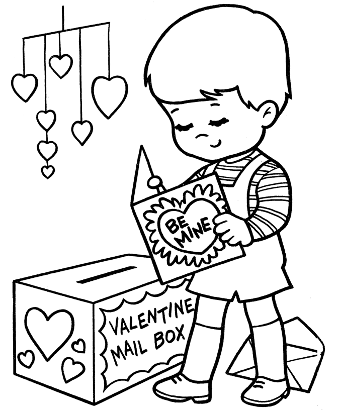 Sending Valentines - Valentines Day Coloring Pages